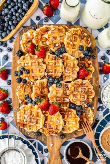 Overhead view of Liege Waffles.