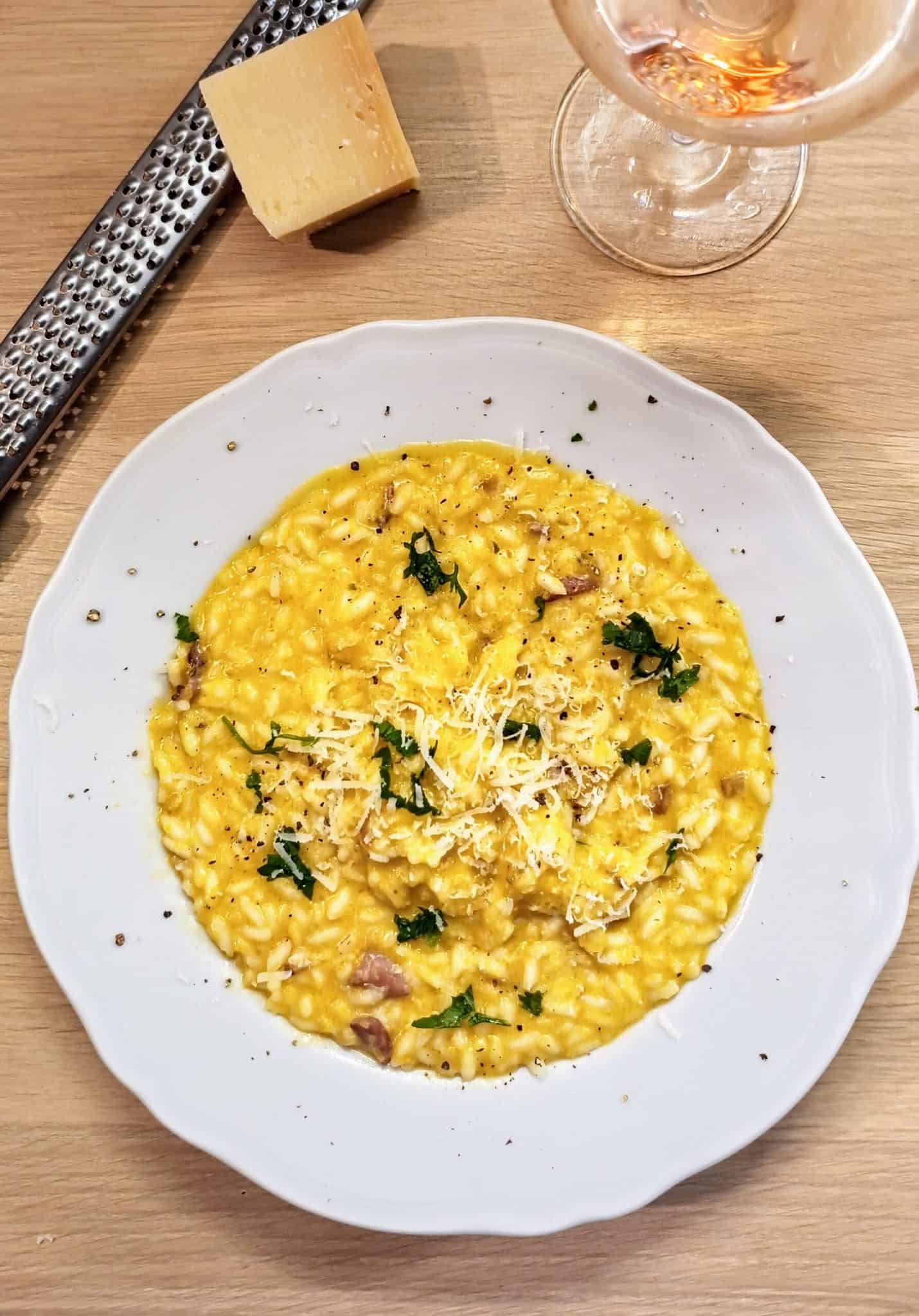 Overhead view of Pumpkin Risotto.