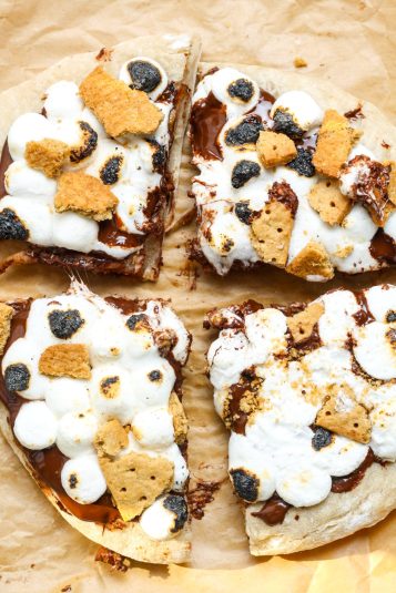 Close up of S’mores Pizza.