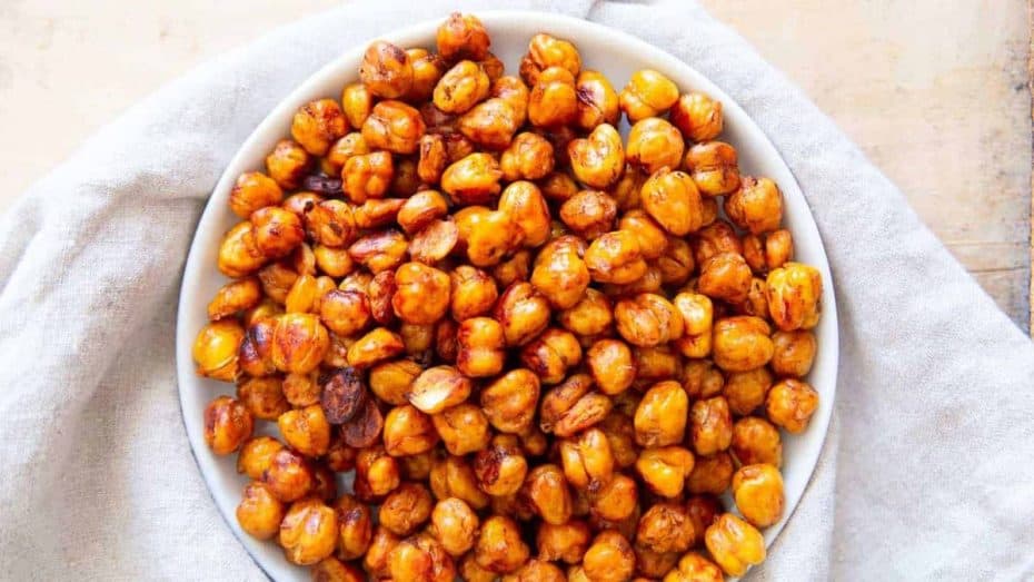 Jar of BBQ roasted chickpeas.