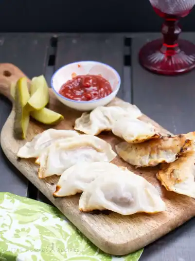 A display of Cheeseburger Dumplings.