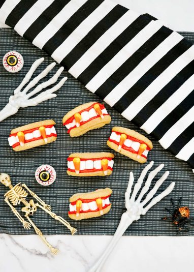 Overhead shot of Vampire Fang Cookies.