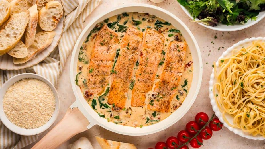 Creamy Tuscan Salmon by Tessie's Table.