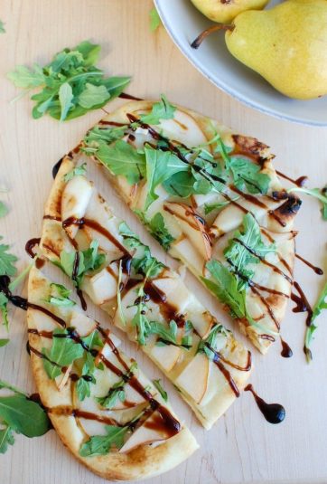 A display of Pear and Brie Flatbread.