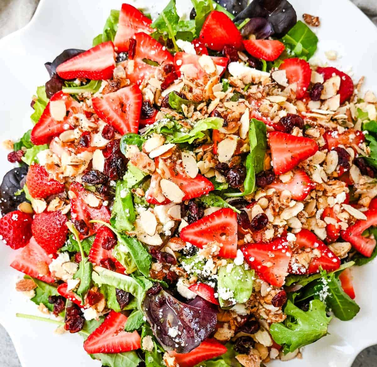 Close up of Strawberry Spring Mix Salad.
