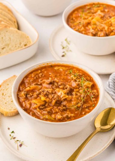 A display of Cabbage Roll Soup.