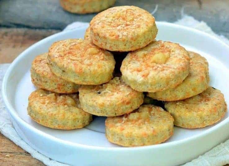 A pile of Homemade Cheese and Parmesan Biscuits.