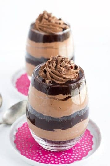 Chocolate Trifles for Two - decadent chocolate trifles perfect for any chocolate lover on Valentine's Day.