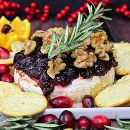 Cranberry baked brie with walnuts air fryer recipe dinners done quick featured image.