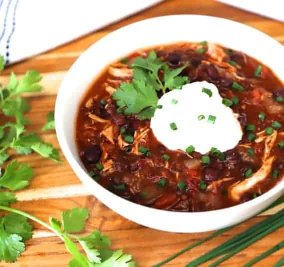 A bowl of Chipotle Chicken Chili.