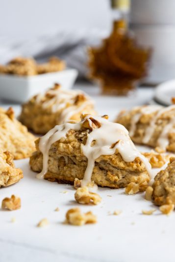 Maple walnut scones with maple glaze.