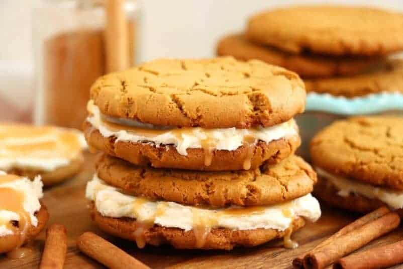 A stack of Gingerbread Sandwich Cookies.