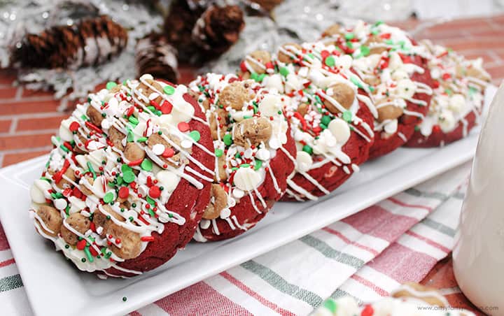 A display of Red Velvet Santa Cookies.