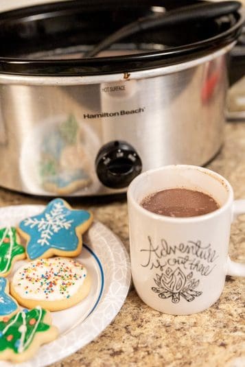 A display of Slow Cooker Hot Chocolate Cocoa.