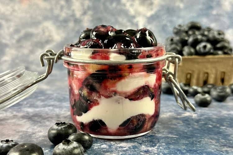 Blueberry Tiramisu in a jar.