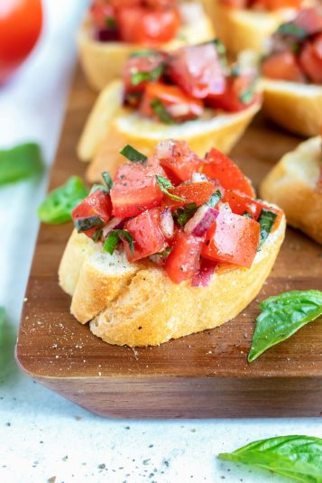 Closeup of a Tomato Bruschetta.