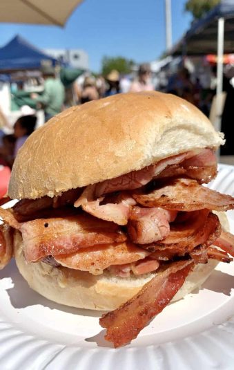 Bacon Sandwich on a plate.