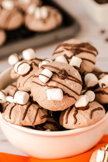 Closeup shot of Mexican Hot Chocolate Meringue cookies.