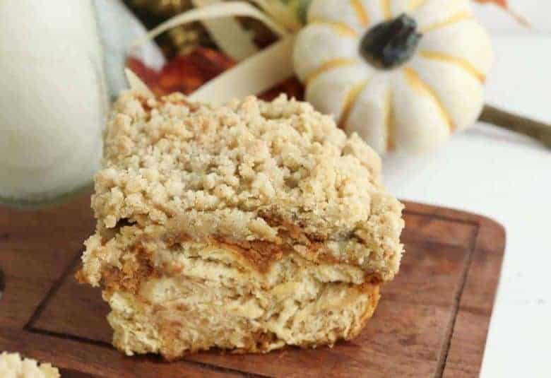 Piece of Pumpkin Tiramisu on serving spoon.