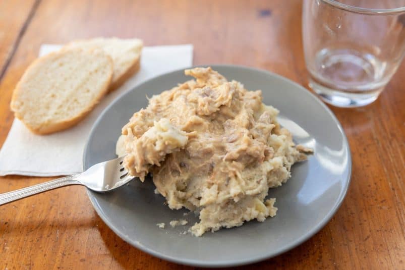 A serving of Instant Pot Ranch Pork Chops with Mashed Potatoes.