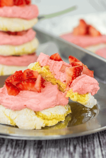 A display of Lemon Strawberry Cool Whip Cookies.
