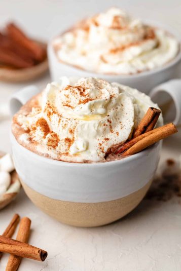 Closeup of Bone Broth Hot Chocolate.