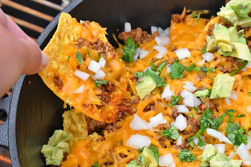 A close-up of Campfire Nachos.