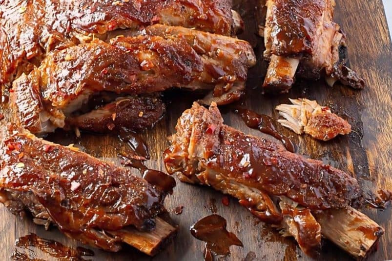 Oven-baked pork ribs with a tasty dry rub seasoning.