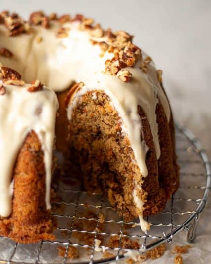 Close up of a Carrot Pound Cake.