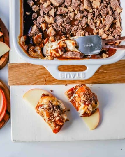 Overhead view of a Caramel Toffee Dip.