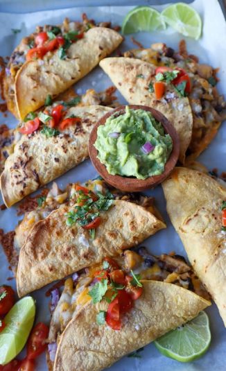 Sheet pan chicken tacos with avocado