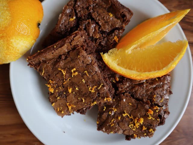 Overhead view of Chocolate Orange Brownies.