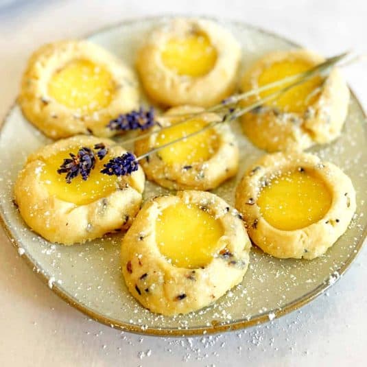 A display Lavender Lemon Curd Cookies.