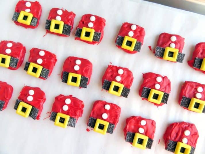 Overhead view of Santa Suit Christmas Treats.