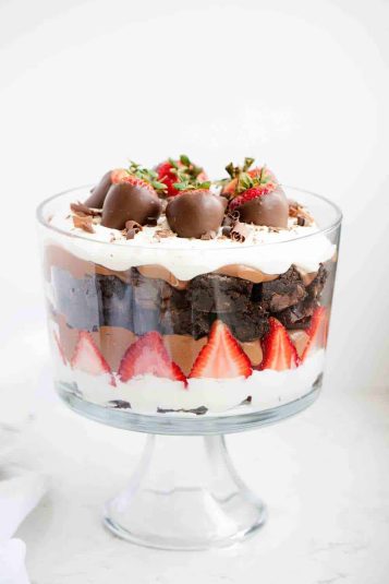 A display of a Brownie Strawberry Trifle.