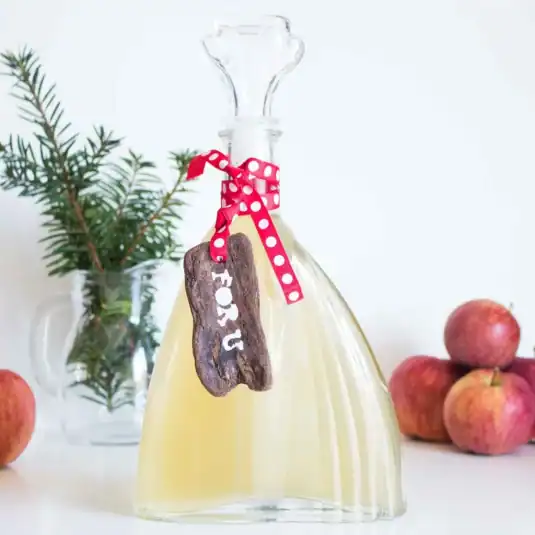 A display of Homemade Apple Cider Vinegar.