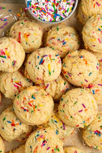 Close up shot of Funfetti Cookies.