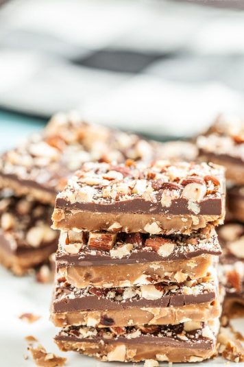 Homemade almond roca or English toffee.