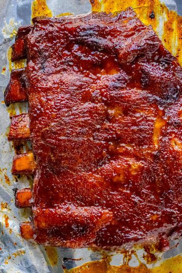 St. Louis ribs on a piece of foil