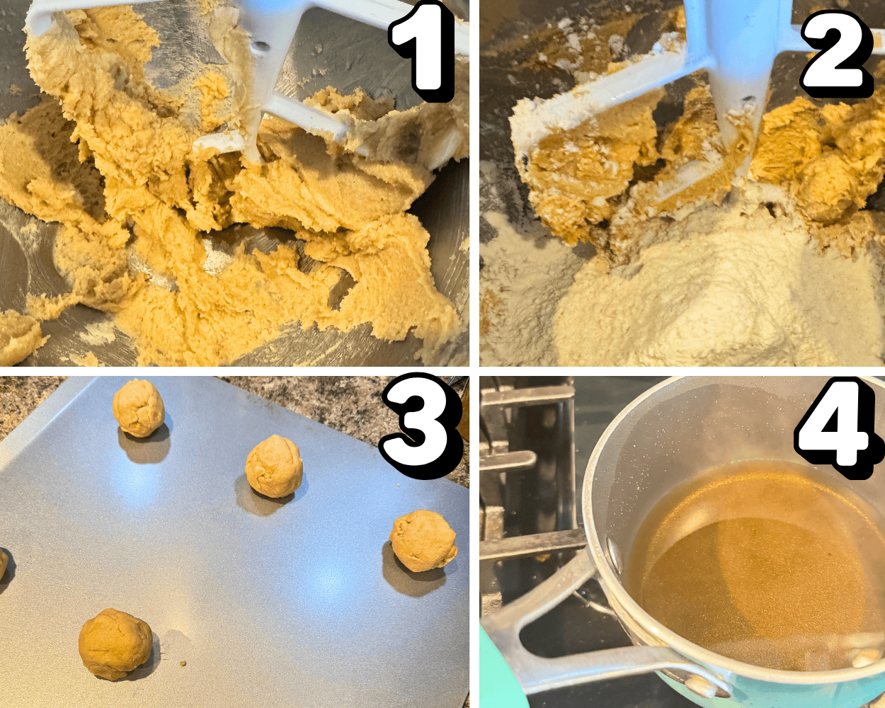 Soft cookie dough being mixed with a hand mixer in a bowl.