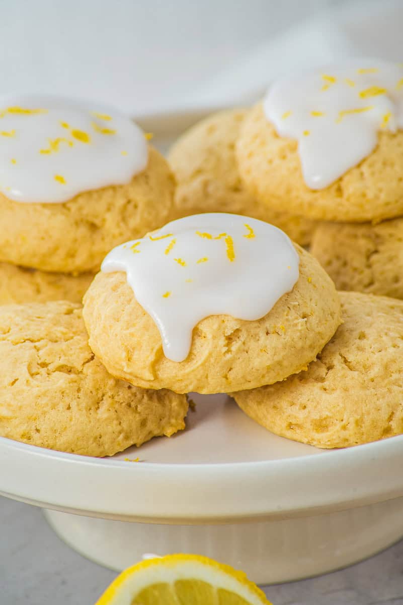 a plate of lemon ricotta cookies. 
